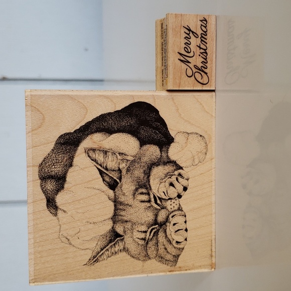 2 Stamps Merry Christmas Stamp F7025 Cat with Santa Hat - Picture 11 of 11